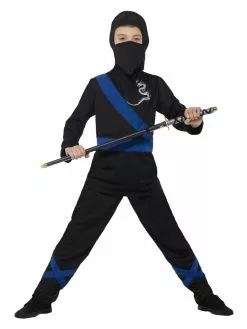 Smiffys Ninja Assassin Costume, Black & Blue