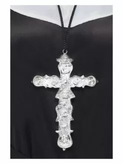 Smiffys Ornate Cross Pendant, Silver
