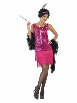 Smiffys Funtime Flapper Costume, Hot Pink