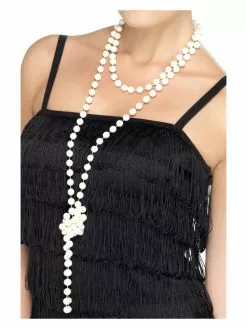 Smiffys Pearl Necklace, White