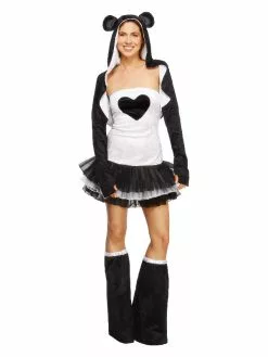 Smiffys Fever Panda Costume, Tutu Dress, Black & White