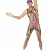 Smiffys Aerobics Instructor Costume, Multi-Coloured -Wigs Shop 23696