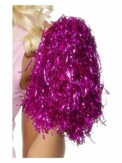 Smiffys Pom Poms Metallic, Pink