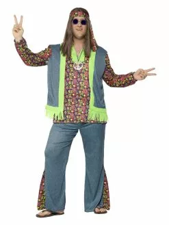 Smiffys Curves Hippie Costume, Multi-Coloured