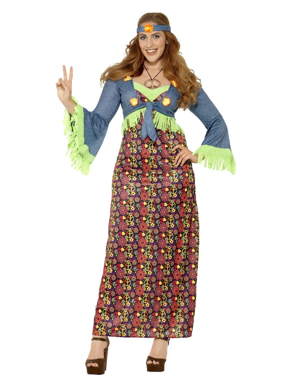 Smiffys Curves Hippie Lady Costume, Multi-Coloured 3 Smiffys Curves Hippie Lady Costume, Multi-Coloured