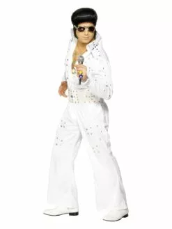 Smiffys Elvis Costume With Jewels, White