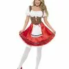Smiffys Bavarian Wench Costume, White & Red -Wigs Shop 30092
