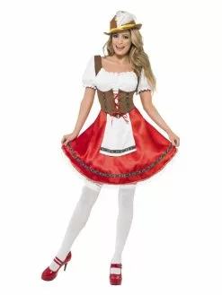 Smiffys Bavarian Wench Costume, White & Red