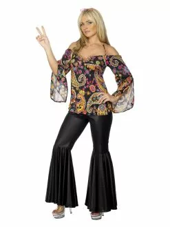 Smiffys Hippie Costume, Female, Black