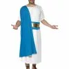 Smiffys Roman Senator Costume, Blue & White -Wigs Shop 30644