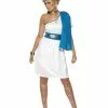 Smiffys Roman Beauty Costume, Blue & White -Wigs Shop 30645
