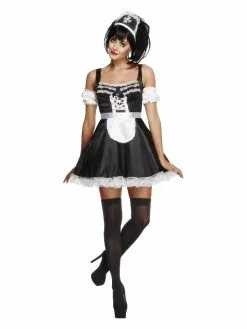 Smiffys Fever Flirty French Maid Costume, Black