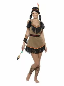Smiffys Native American Inspired Woman Costume, Brown