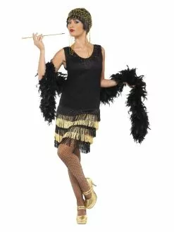 Smiffys 20s Fringed Flapper Costume, Black