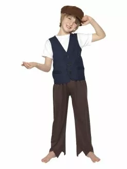 Smiffys Victorian Poor Peasant Boy Kit, Brown