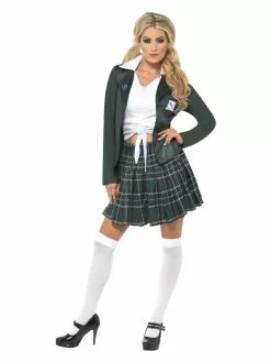 Smiffys Preppy Schoolgirl Costume, Grey