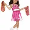 Smiffys Cheerleader Costume, Child, Pink -Wigs Shop 38645