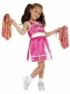 Smiffys Cheerleader Costume, Child, Pink