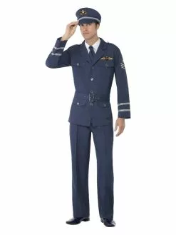 Smiffys WW2 Air Force Captain Costume, Blue