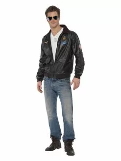 Smiffys Top Gun Bomber Jacket, Brown