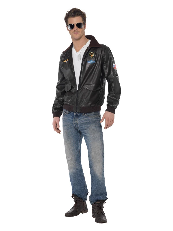 Smiffys Top Gun Bomber Jacket, Brown 3 Smiffys Top Gun Bomber Jacket, Brown