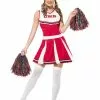Smiffys Cheerleader Costume, Red -Wigs Shop 40065