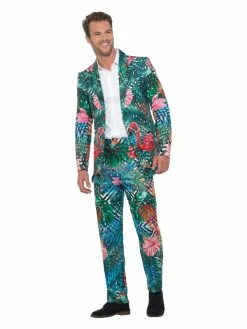 Smiffys Hawaiian Tropical Flamingo Suit, Multi-Coloured