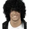 Smiffys Afro Wet Look Wig, Black -Wigs Shop 42032