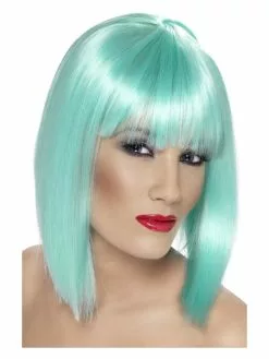 Smiffys Glam Wig, Neon Aqua