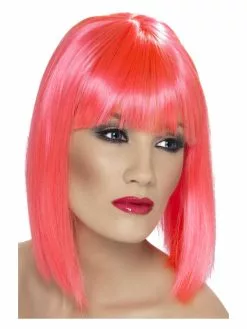 Smiffys Glam Wig, Neon Pink