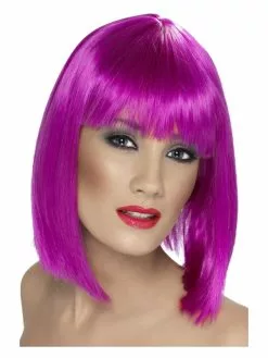 Smiffys Glam Wig, Neon Purple