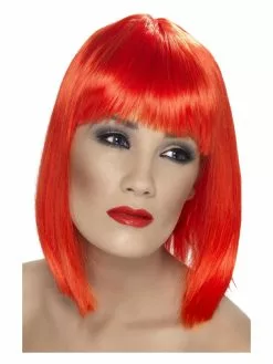 Smiffys Glam Wig, Neon Red