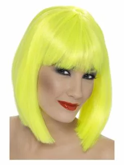 Smiffys Glam Wig, Neon Yellow