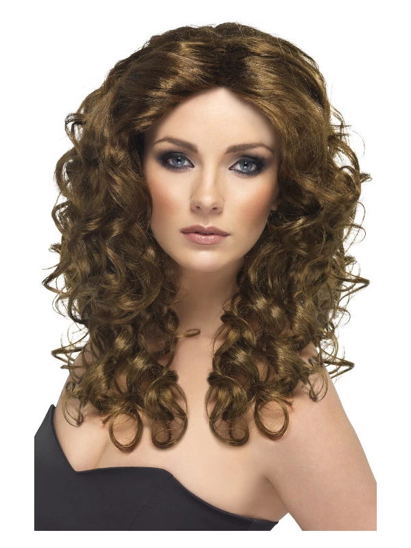 Smiffys Glamour Wig, Brown 3 Smiffys Glamour Wig, Brown
