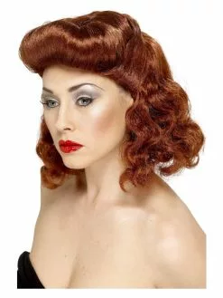 Smiffys Pin Up Girl Wig, Auburn