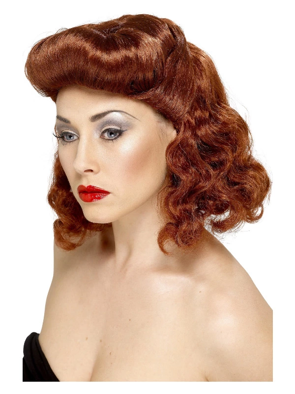 Smiffys Pin Up Girl Wig, Auburn 3 Smiffys Pin Up Girl Wig, Auburn