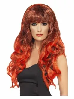 Smiffys Siren Wig, Red & Black