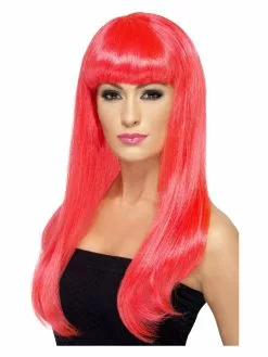 Smiffys Babelicious Wig, Neon Pink