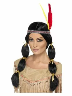 Smiffys Native American Inspired Wig, Black