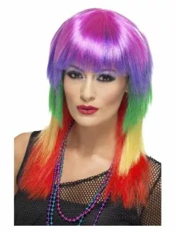 Smiffys Rainbow Rocker Wig, Rainbow