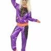 Smiffys Retro Shell Suit Costume, Ladies, Purple -Wigs Shop 43080