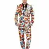 Smiffys Comic Strip Suit, Red & White -Wigs Shop 43526