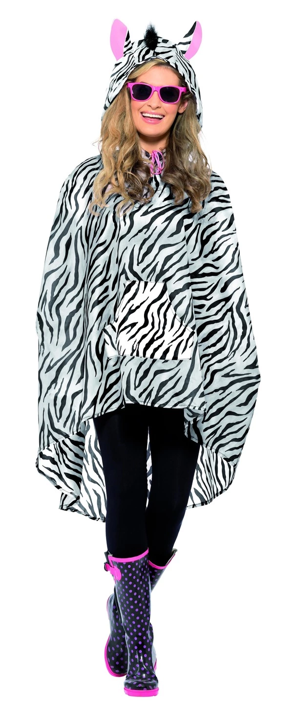 Smiffys Zebra Party Poncho, Black & White 3 Smiffys Zebra Party Poncho, Black & White