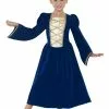 Smiffys Tudor Princess Girl Costume, Royal Blue -Wigs Shop 44013