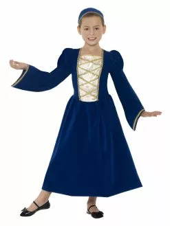 Smiffys Tudor Princess Girl Costume, Royal Blue