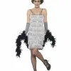 Smiffys Flapper Costume, Silver -Wigs Shop 44671