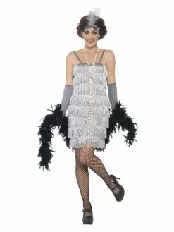 Smiffys Flapper Costume, Silver