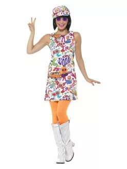 Smiffys 60’s Groovy Chick Costume, Multi-Coloured