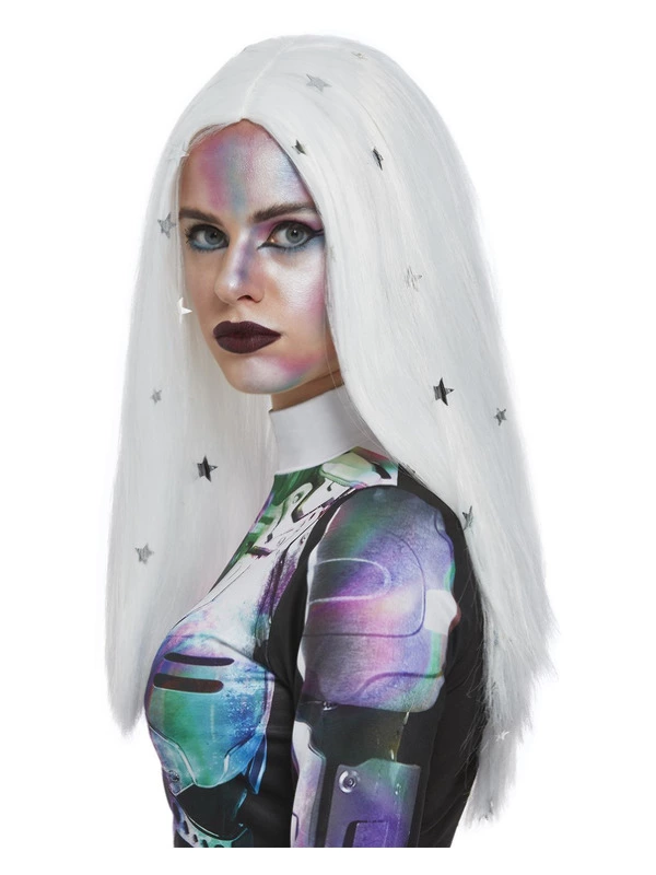 Smiffys Cosmic Wig, White & Silver 3 Smiffys Cosmic Wig, White & Silver