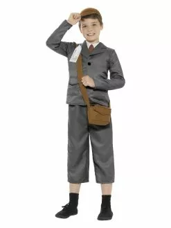 Smiffys WW2 Evacuee Boy Costume, Grey